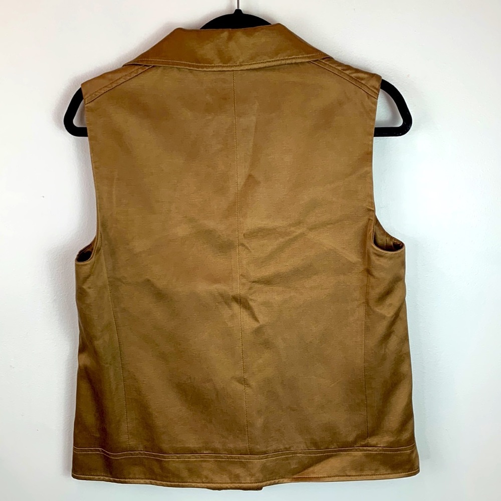 Massimo Dutti Bronze Moto Vest NWOT - Picture 8 of 11